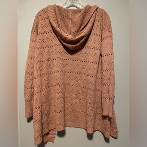 Women's Open Knit Hooded Cardigan - Peach
